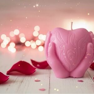Pink Heart-Shaped Candle-Valentines day gift idea